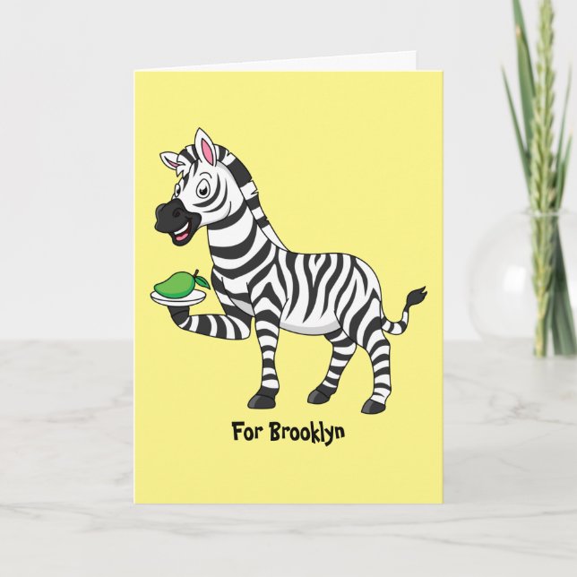 Funny zebra cartoon illustration card (Front)