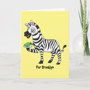 Funny zebra cartoon illustration card