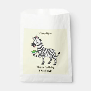 Funny zebra cartoon illustration favour bag