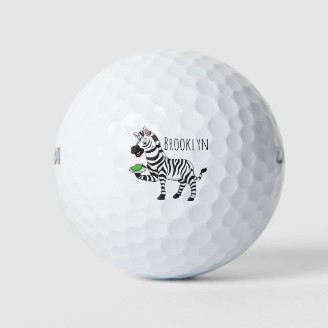 Funny zebra cartoon illustration golf balls (Front)