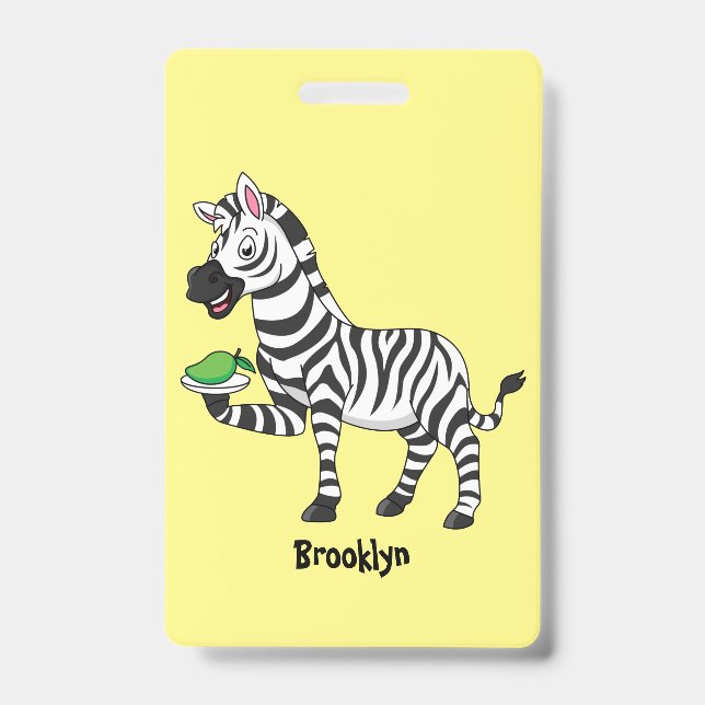 Funny zebra cartoon illustration  ID badge (Front)