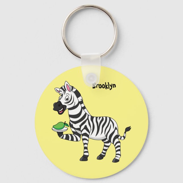 Funny zebra cartoon illustration key ring (Front)