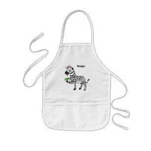 Funny zebra cartoon illustration kids apron