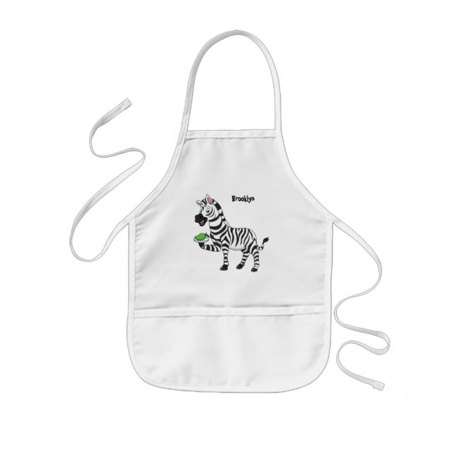 Funny zebra cartoon illustration kids apron (Front)