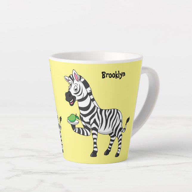 Funny zebra cartoon illustration latte mug (Right Angle)