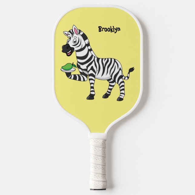 Funny zebra cartoon illustration pickleball paddle (Front)