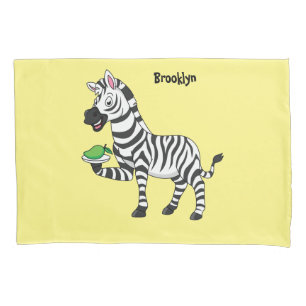 Funny zebra cartoon illustration pillowcase