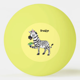 Funny zebra cartoon illustration ping pong ball