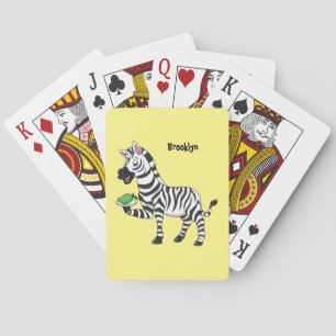 Funny zebra cartoon illustration playing cards