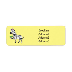 Funny zebra cartoon illustration return address label