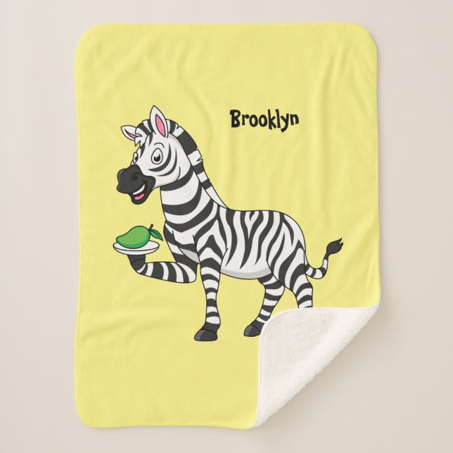 Funny zebra cartoon illustration  sherpa blanket (Front)