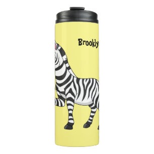 Funny zebra cartoon illustration thermal tumbler