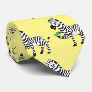 Funny zebra cartoon illustration tie
