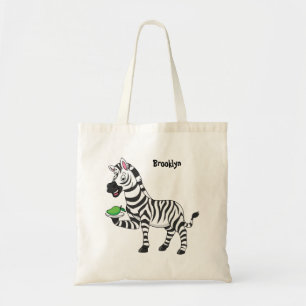 Funny zebra cartoon illustration  tote bag