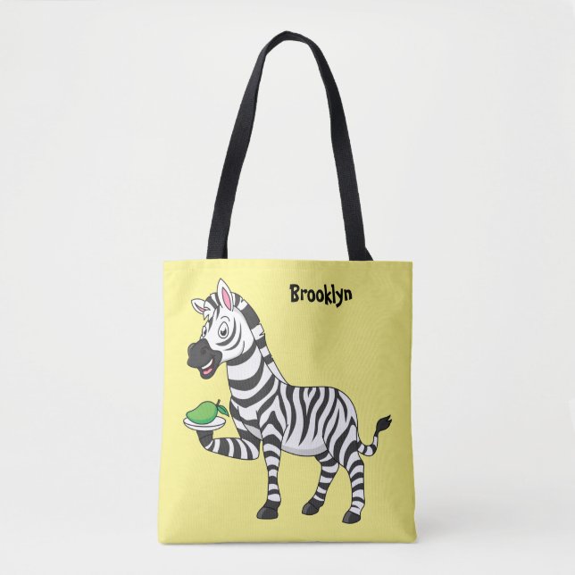 Funny zebra cartoon illustration tote bag (Front)