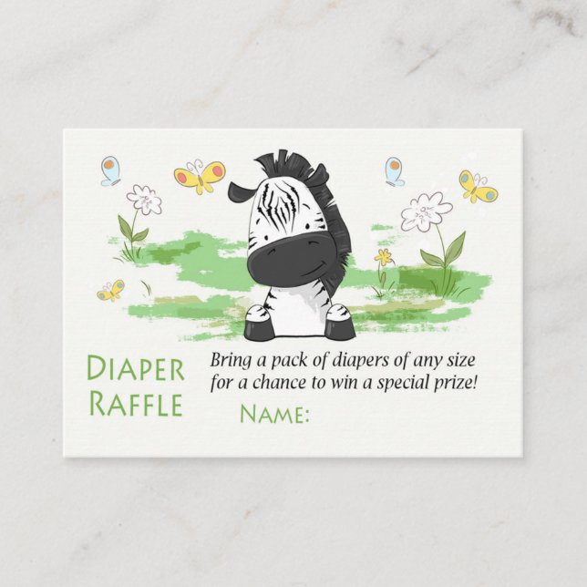 Funny Zebra Diaper Raffle Tickets (Front)