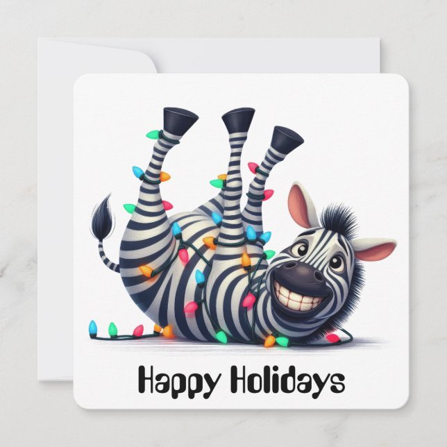 Funny Zebra Holiday Greeting Card (Front)