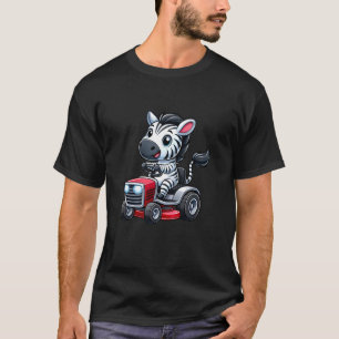 Funny Zebra Lawn Mower Tractor Gardening T-Shirt