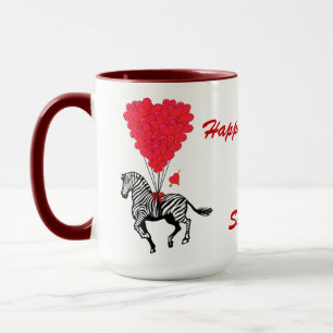 Funny zebra love heart Valentines Mug