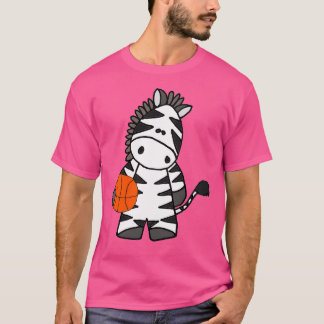 Funny Zebra Playing Basketball Cartoon T-Shirt