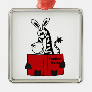 Funny Zebra Reading Football Rules Book Metal Tree Decoration