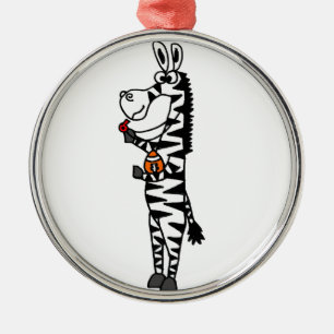 Funny Zebra Referee Original Art Metal Tree Decoration