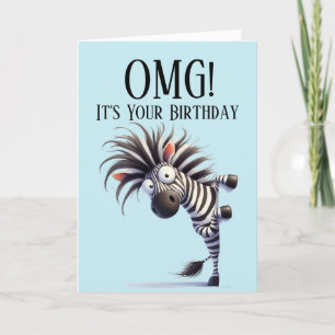 Funny Zebra Theme Birthday Card