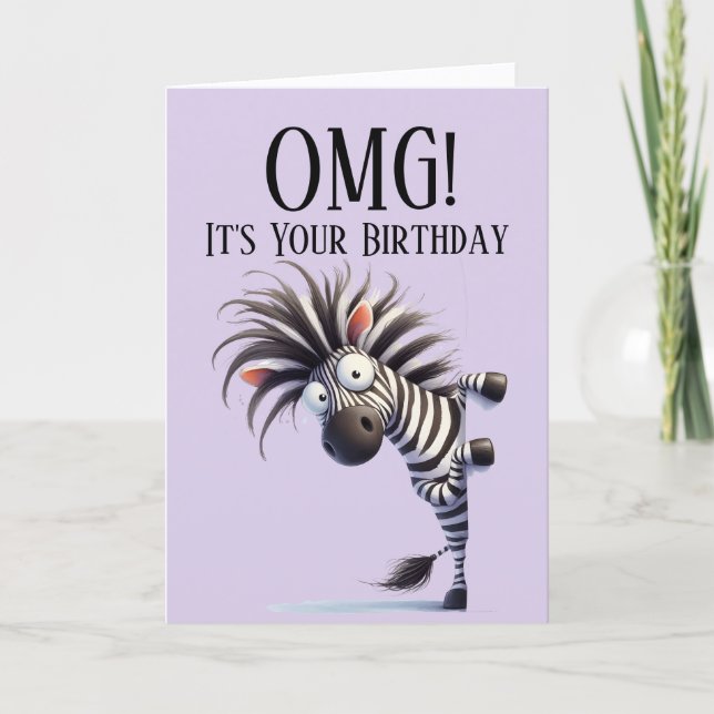 Funny Zebra Theme Birthday Card (Front)