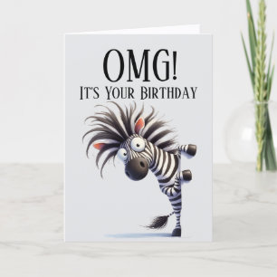 Funny Zebra Theme Birthday Card