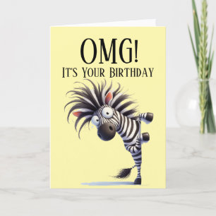 Funny Zebra Theme Birthday Card