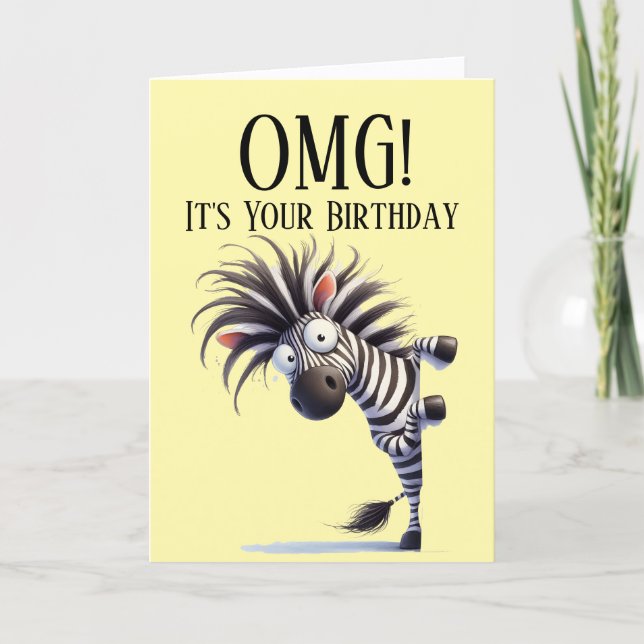 Funny Zebra Theme Birthday Card (Front)