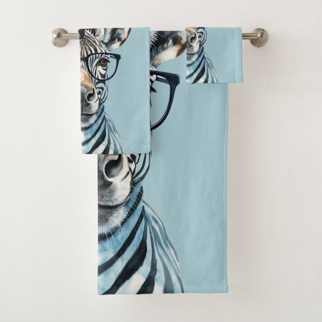 Funny Zebra Wearing glasses  Bath Towel Set (Insitu)