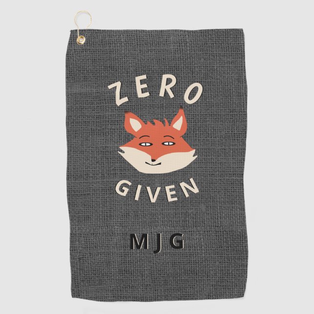 Funny Zero Fox Given Monogrammed Golf Towel (Front)