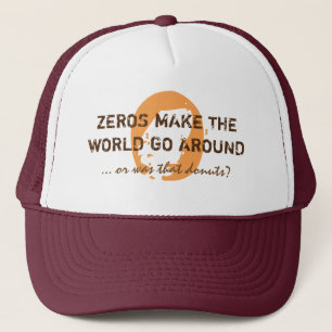 Funny ZEROS & DONUTS brown Trucker Hat