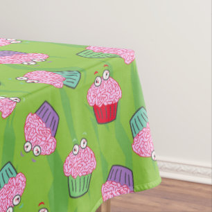 Funny Zombie Brains Cupcake Pattern Tablecloth