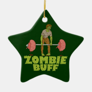 Funny Zombie Buff Weight Lifter Ceramic Ornament