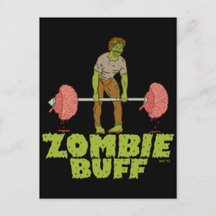 Funny Zombie Buff Weight Lifter Holiday Postcard