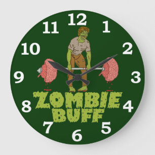 Funny Zombie Buff Weight Lifter Large Clock
