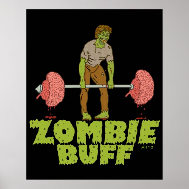 Funny Zombie Buff Weight Lifter Poster (Front)