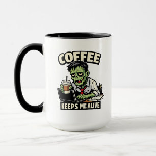 Funny Zombie Coffee T-Shirt – Coffee Keeps Me Aliv Mug