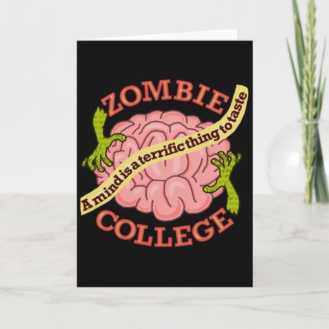 Funny Zombie College Logo Holiday Card (Front)