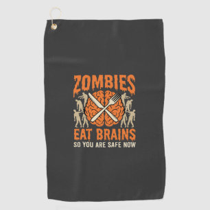 Funny Zombie Eat Brains Halloween Vector Design Golf Towel