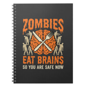 Funny Zombie Eat Brains Halloween Vector Design Notebook