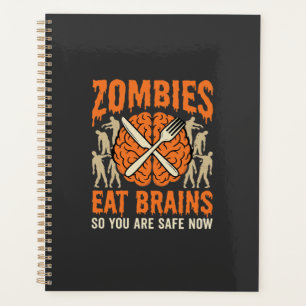 Funny Zombie Eat Brains Halloween Vector Design Planner