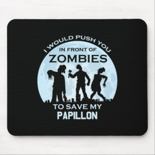 Funny Zombie Halloween Pet Papillon Mouse Pad