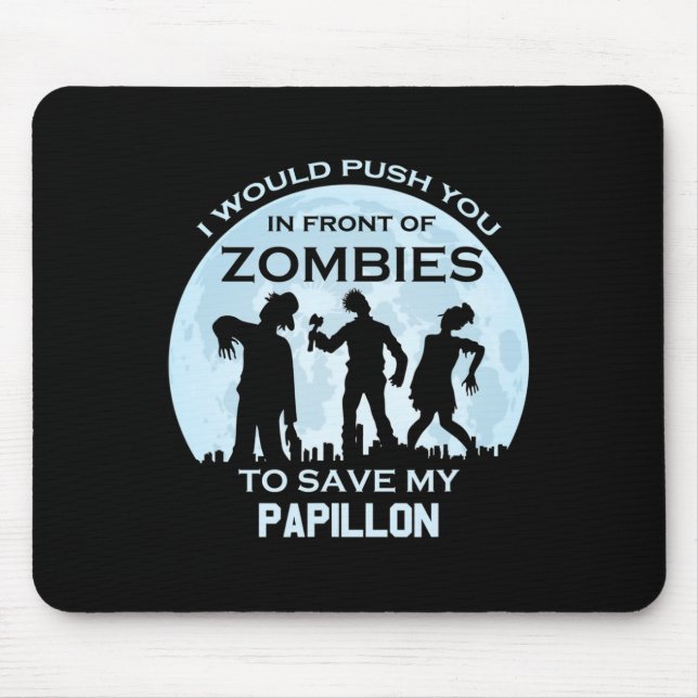 Funny Zombie Halloween Pet Papillon  Mouse Pad (Front)