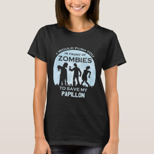 Funny Zombie Halloween Pet Papillon T-Shirt