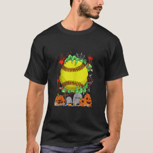 Funny Zombie Hands Holding Softball Ball Halloween T-Shirt