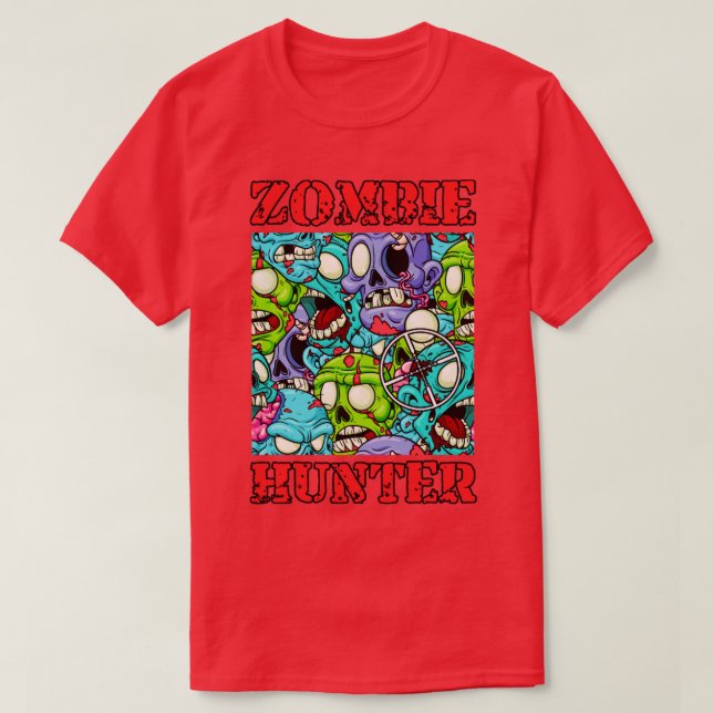 Funny Zombie Hunter Outbreak T-Shirt (Design Front)