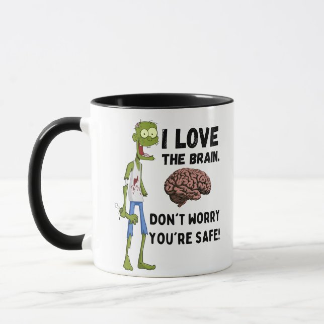 Funny Zombie I Love The Brain  Mug (Left)